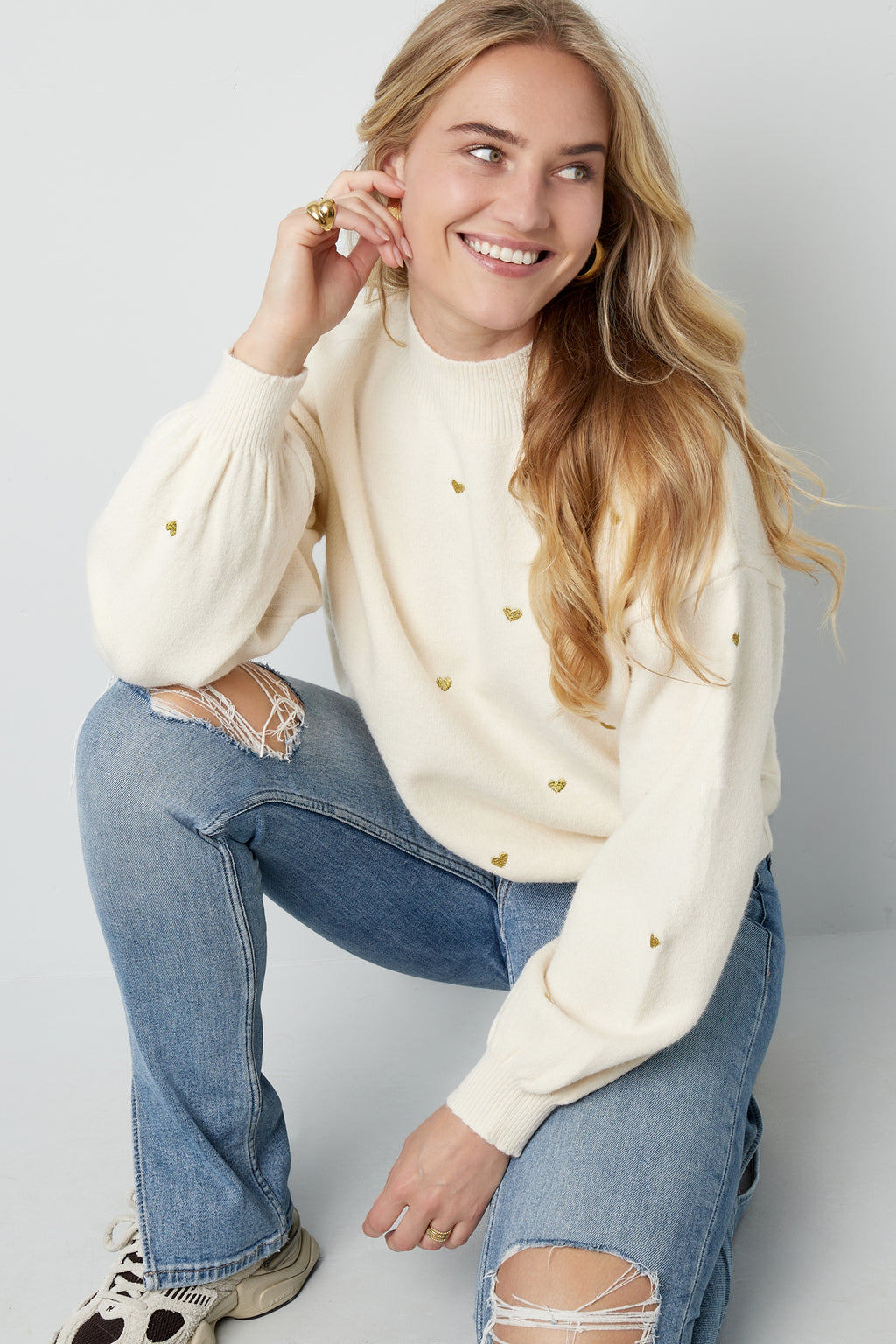 Acrylic Knit Sweater Casual Heart Pattern Fall/Winter