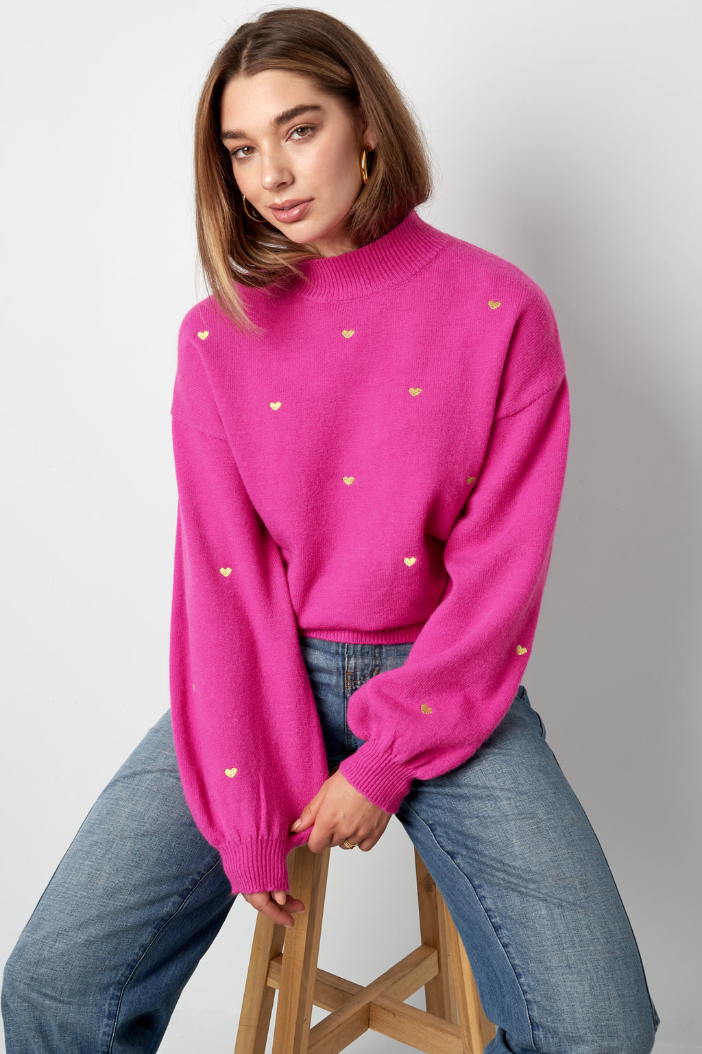 Acrylic Knit Sweater Casual Heart Pattern Fall/Winter