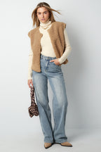 Woven Polyester Fiber Women's Vest Casual Solid Color Fall/Winter