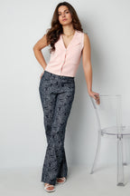 Viscose Women's Sleeveless Top V-Neck Buttoned Front