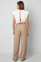 Cotton Blend Wide Leg Bodysuit Spring/Summer Comfort Fit - Ella