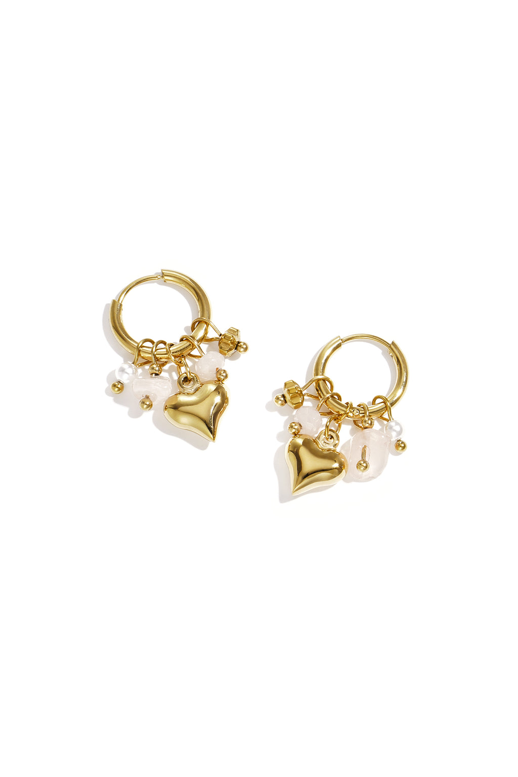 Earrings with heart and bead pendants - Ella