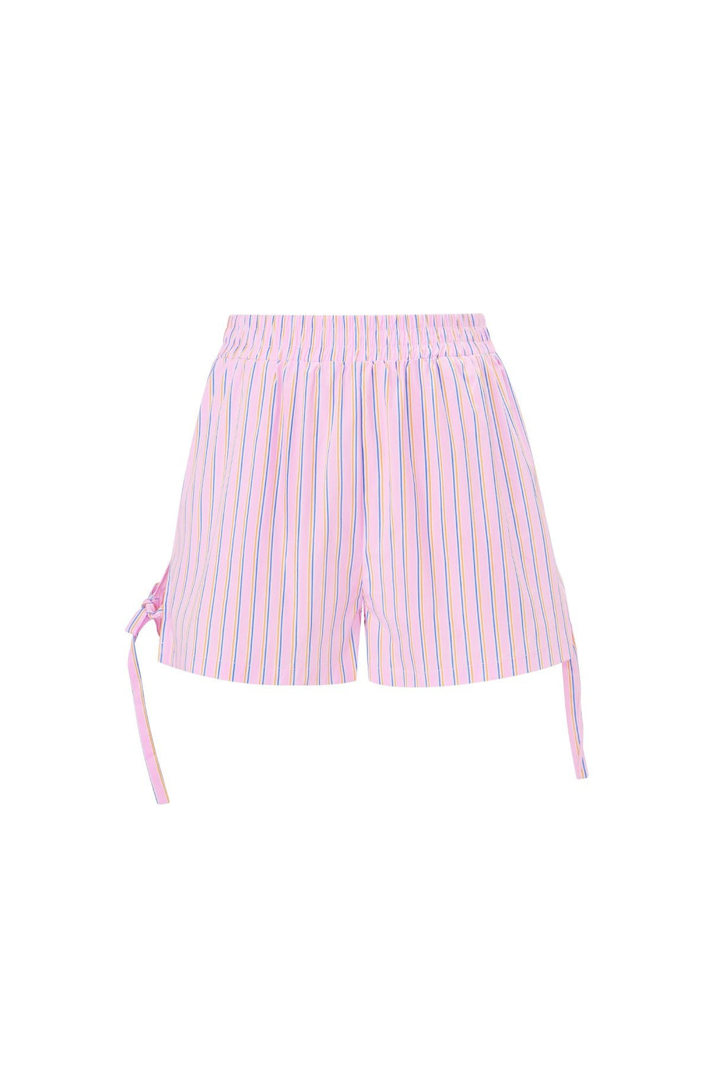 Cotton Woven Women's Shorts Casual Stripes Tie - up - Ella