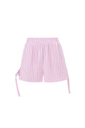 Cotton Woven Women's Shorts Casual Stripes Tie - up - Ella
