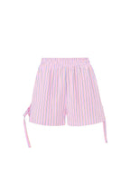 Cotton Woven Women's Shorts Casual Stripes Tie - up - Ella