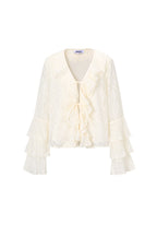 Woven Polyester Fiber Women's Long Sleeve Tops Elegant Botanical