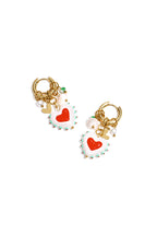 Earrings with hearts, beads and pearl charms