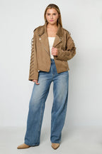 Woven Polyester Fiber Women's Jacket Street Style Tie - up - Ella