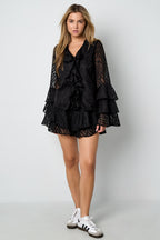 Woven Polyester Fiber Women's Long Sleeve Tops Elegant Botanical