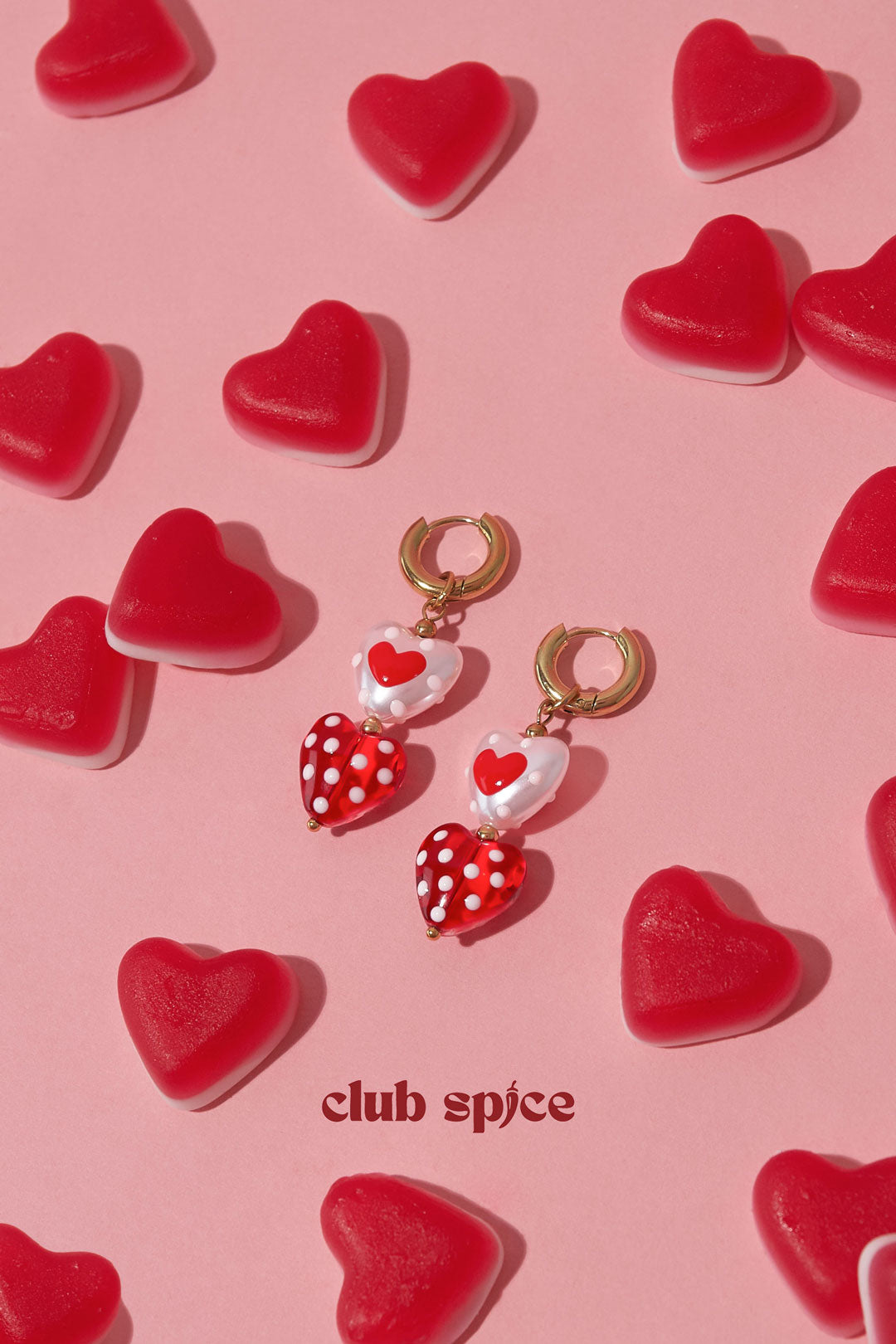 Heart-shaped pendant earrings