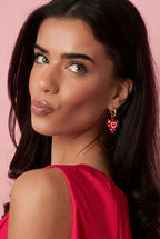 Earrings with pendant decorated heart