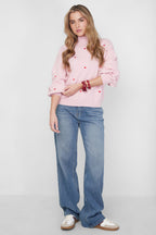 Knitted sweater with hearts