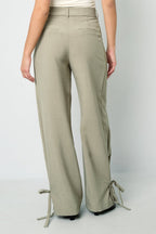 Woven Polyester Fiber Women's Straight Pants Casual Tie - up - Ella
