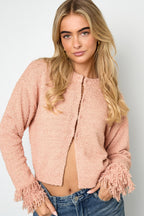 Knitted Polyester Fiber Women's Cardigan Casual Solid Color Fall/Winter