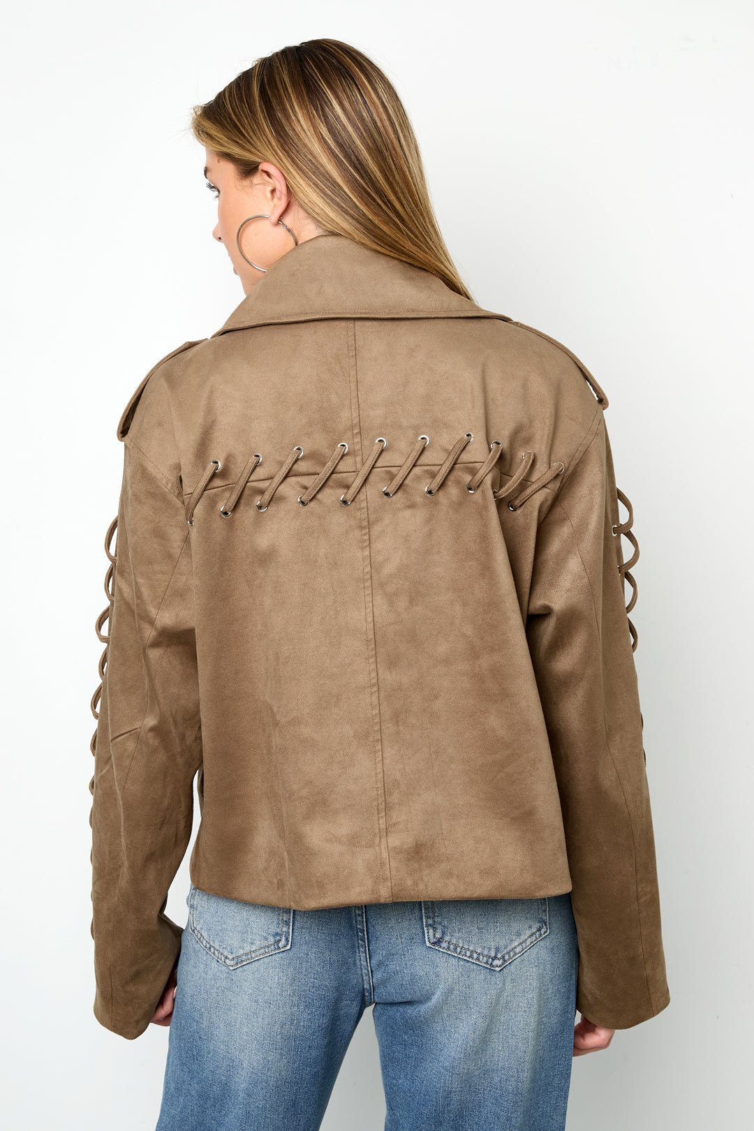 Woven Polyester Fiber Women's Jacket Street Style Tie - up - Ella