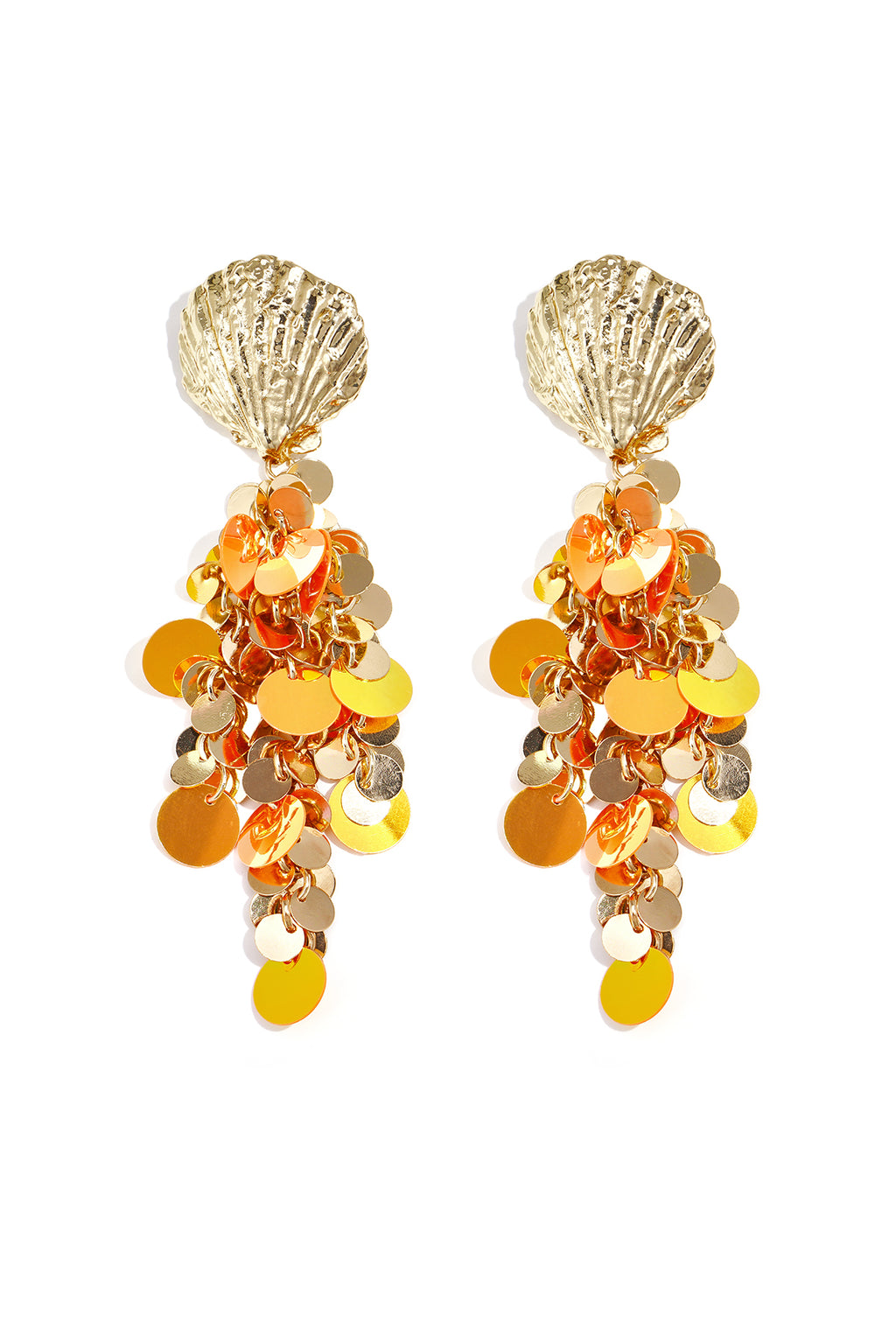 Shell earrings with hanging sequins