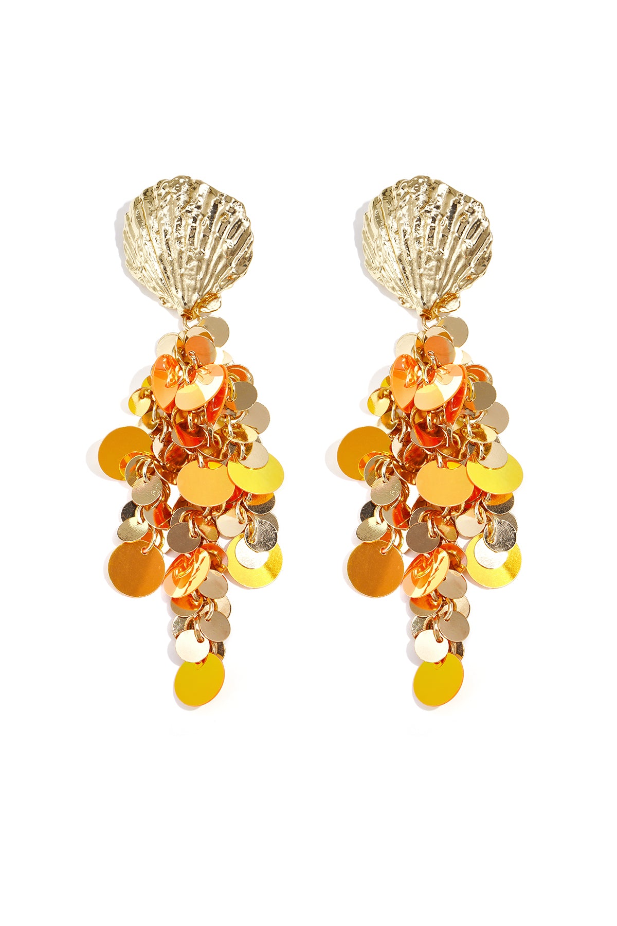 Shell earrings with hanging sequins
