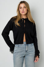 Knitted Polyester Fiber Women's Cardigan Casual Solid Color Fall/Winter