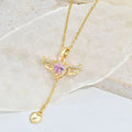 Moving Cupid Heart Angel Wings Tassel Necklace
