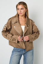 Woven Polyester Fiber Women's Jacket Street Style Tie - up - Ella