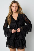 Woven Polyester Fiber Women's Long Sleeve Tops Elegant Botanical