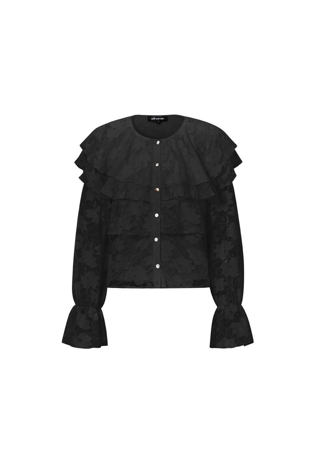 Woven Polyester Fiber Women's Blouse Elegant Floral Print Lace Panel