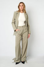 Woven Polyester Fiber Women's Straight Pants Casual Tie - up - Ella