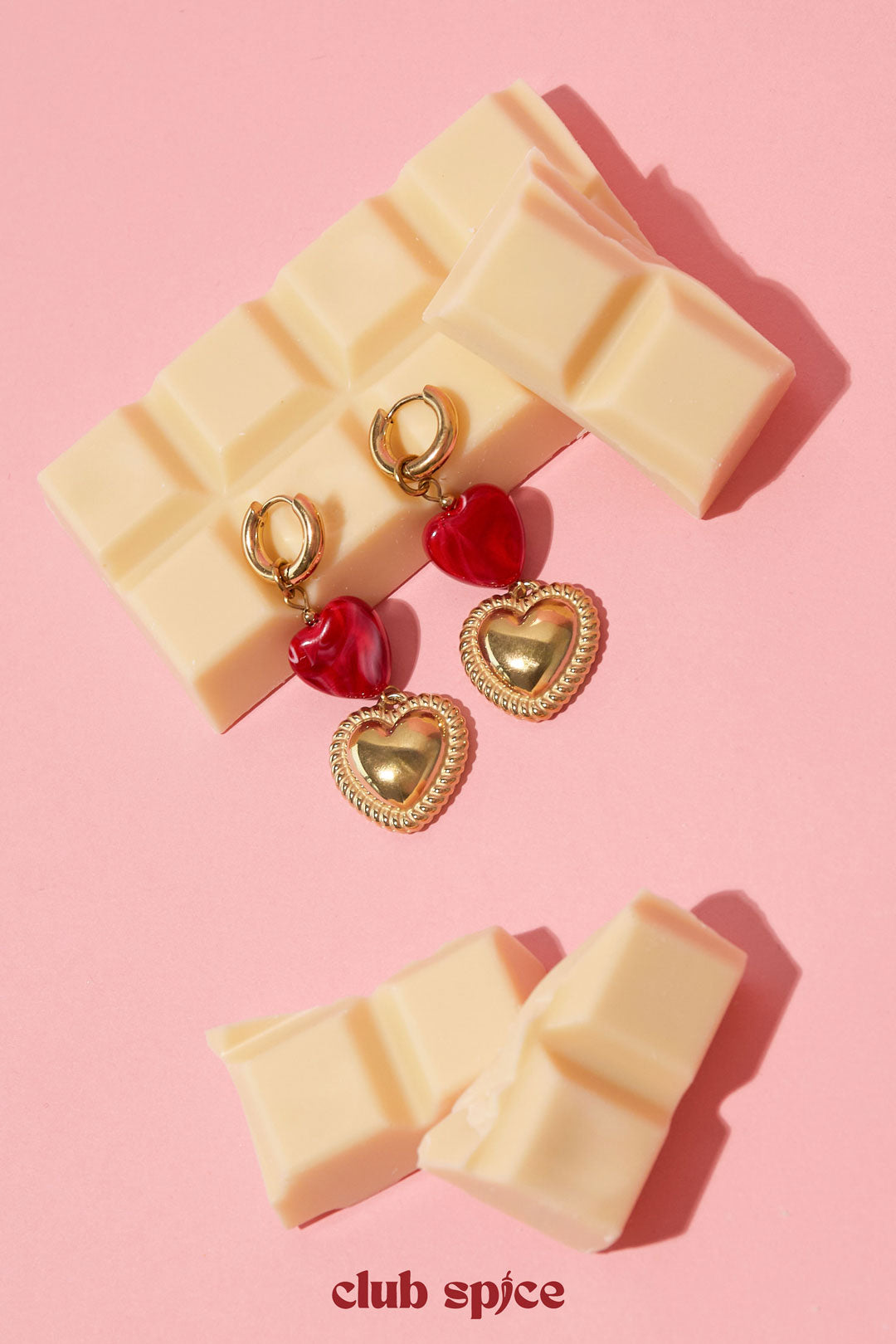 Heart-shaped pendant earrings