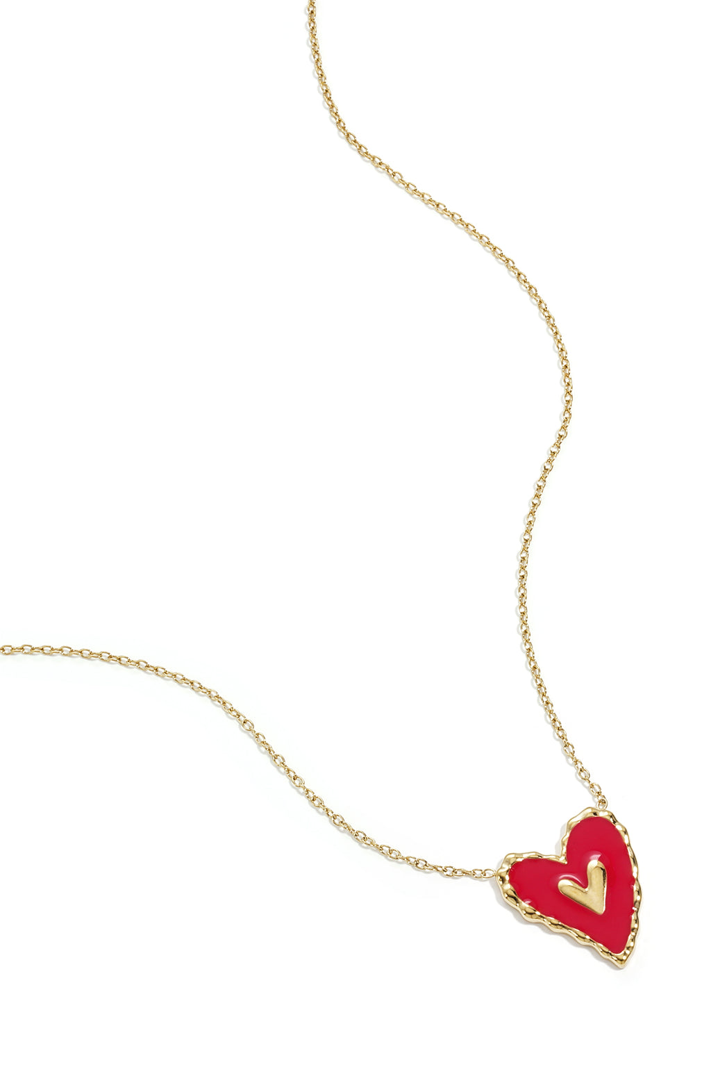 Necklace with hanging red heart