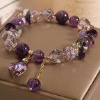 Purple Heart Crystal Bracelet / Amethyst Jewelry
