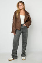 Woven Polyester Fiber Women's Jacket Street Style Tie - up - Ella