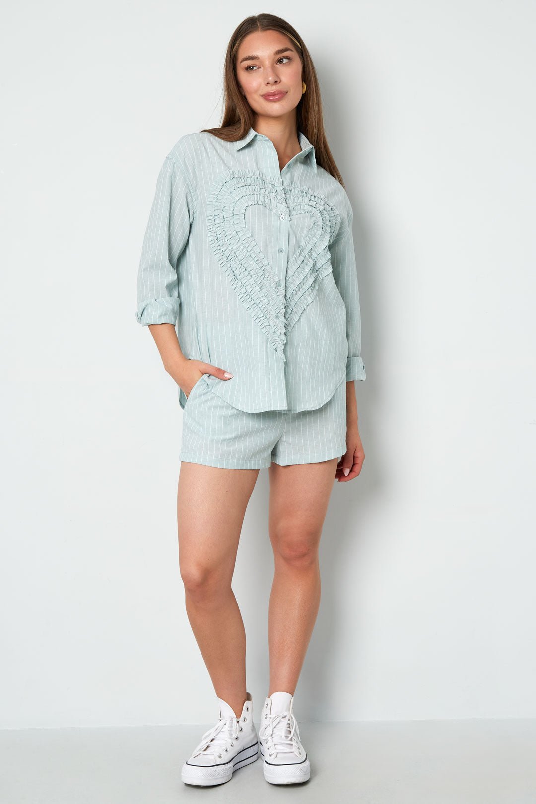 Cotton Woven Women's Shorts Casual Stripes - Ella