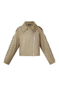 Woven Polyester Fiber Women's Jacket Street Style Tie - up - Ella