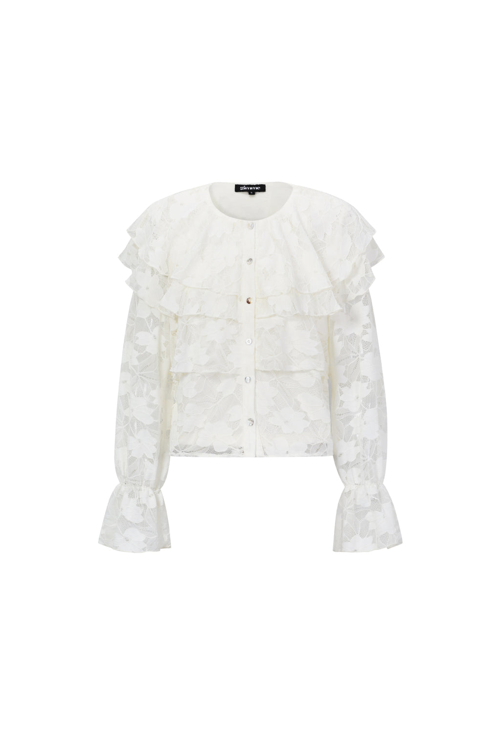 Woven Polyester Fiber Women's Blouse Elegant Floral Print Lace Panel