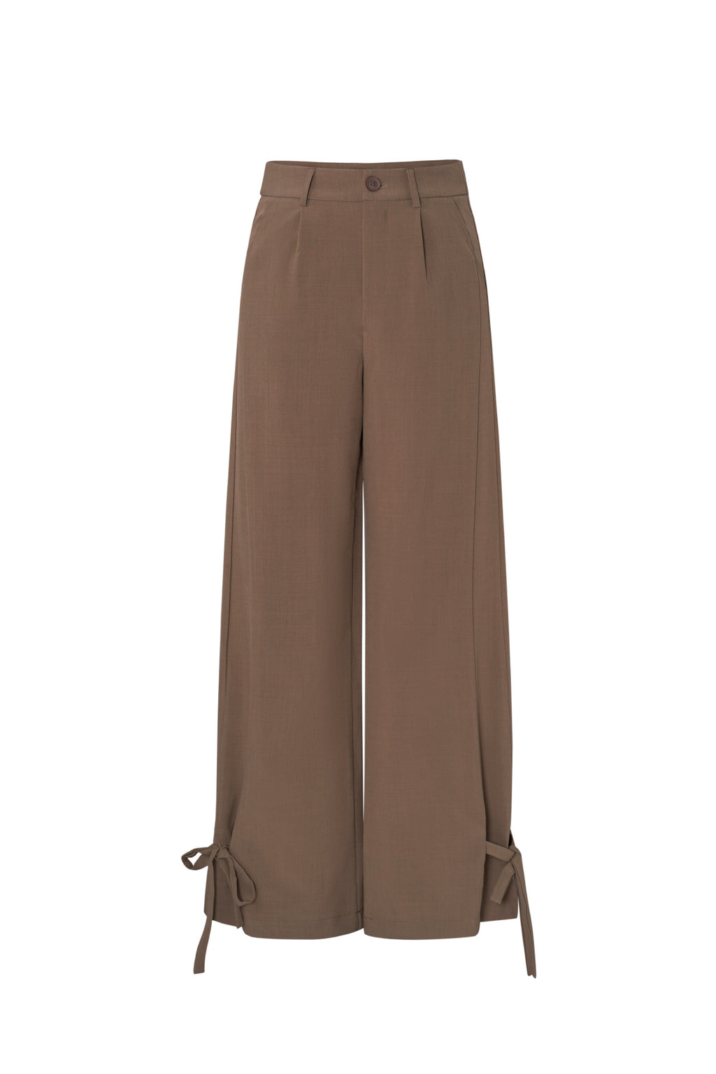 Woven Polyester Fiber Women's Straight Pants Casual Tie - up - Ella
