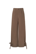 Woven Polyester Fiber Women's Straight Pants Casual Tie - up - Ella