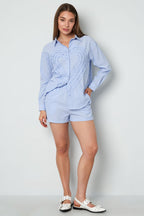 Cotton Woven Women's Shorts Casual Stripes - Ella
